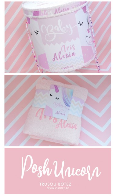 Trusou de botez pentru fetite modern cu unicorni, Posh Unicorns 2